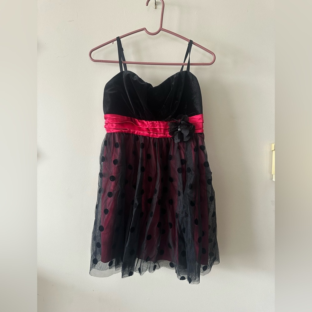 Women’s By & By Black Red Tule Mini Dress 9